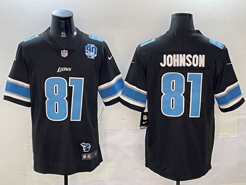 Men Detroit Lions #81 Johnson Black Second generation 2024 Nike Limited NFL Jersey style 4